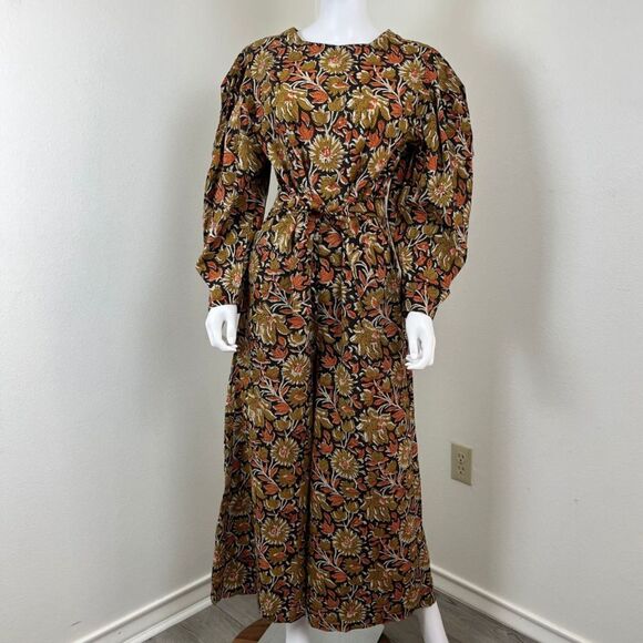 Mille Women Size M Eva Sunset Floral Puff Sleeve Wide Leg Cotton NEW Jumpsuit - Picture 13 of 15